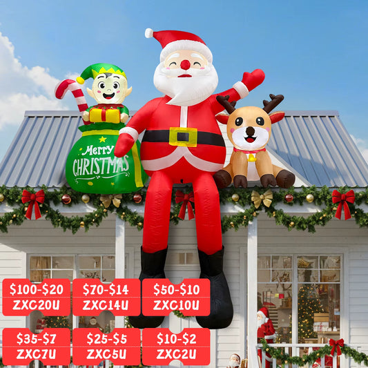 Get into the holiday spirit with our 8FT Inflatable Santa, Elves & Reindeer! Perfect for your garden party! 🎄🎉