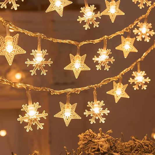 Sparkling 1-10M Christmas Snowflake & Moon Star String Lights for Your Festive Decor! Perfect for Parties, Trees, and Gardens!