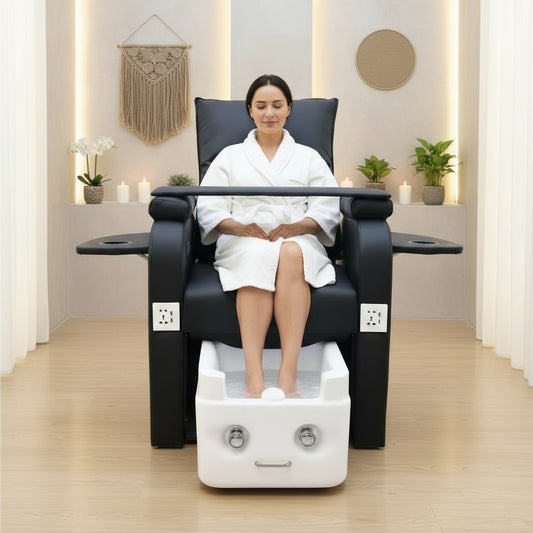 Unwind in Luxury: Electric Reclining Spa Massage Foot Bath & Pedicure Bench for Ultimate Relaxation! 💆♀️✨