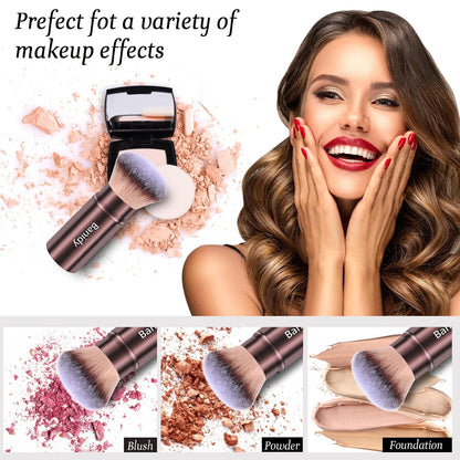 Get Flawless Skin On-the-Go with Our Retractable Kabuki Makeup Brush! Perfect for Foundation, Blush, and Bronzer - Cruelty-Free & Travel-Friendly!💖✨