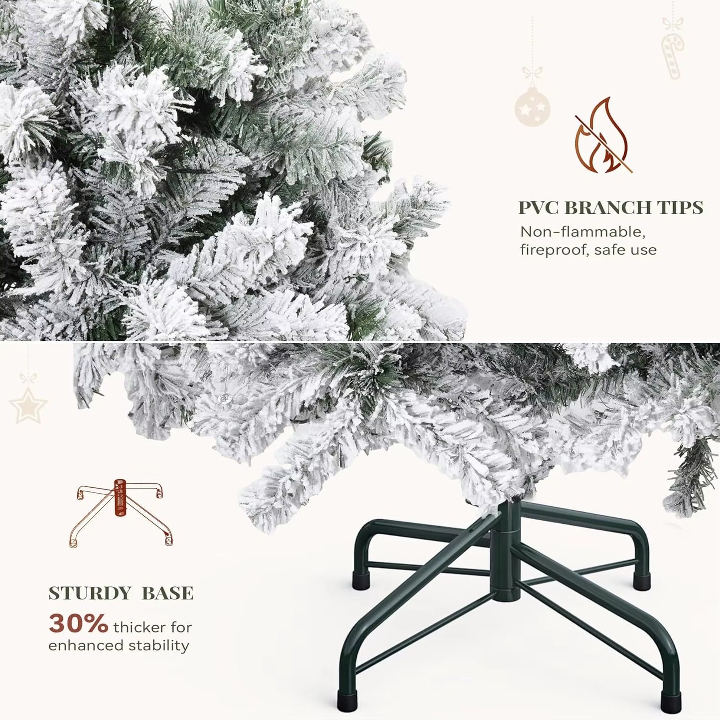 Transform your holidays with our 9-Foot Snow Flocked Prelit Christmas Tree! 🎄✨ Easy setup with a remote and stunning hinged pine design! #HolidayMagic #ChristmasTree