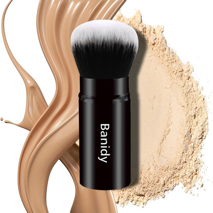 Get Flawless Skin On-the-Go with Our Retractable Kabuki Makeup Brush! Perfect for Foundation, Blush, and Bronzer - Cruelty-Free & Travel-Friendly!💖✨
