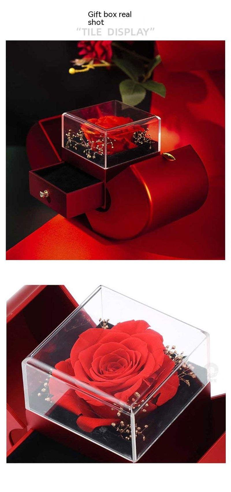 Surprise Her with a Stunning Red Apple Jewelry Box! Perfect for Mother's Day, Valentine's Day, or Christmas - Featuring an Eternal Rose and Beautiful Necklace! 🌹✨💖