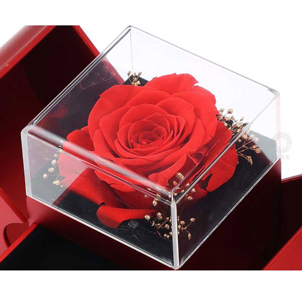 Surprise Her with a Stunning Red Apple Jewelry Box! Perfect for Mother's Day, Valentine's Day, or Christmas - Featuring an Eternal Rose and Beautiful Necklace! 🌹✨💖