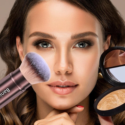 Get Flawless Skin On-the-Go with Our Retractable Kabuki Makeup Brush! Perfect for Foundation, Blush, and Bronzer - Cruelty-Free & Travel-Friendly!💖✨