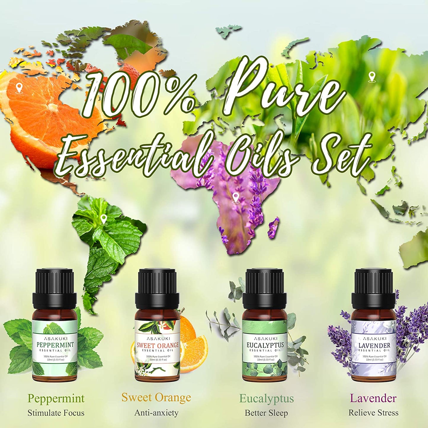 Smart Wifi Essential Oil Diffuser with 4 Essential Oils Set, 2021 Upgrated 300Ml Diffuser with 7 LED Lights