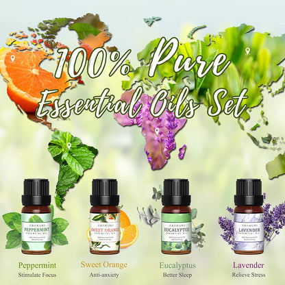 Smart Wifi Essential Oil Diffuser with 4 Essential Oils Set, 2021 Upgrated 300Ml Diffuser with 7 LED Lights