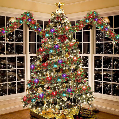 Sparkle Up Your Holidays! 🎄✨ 5M Metallic Tinsel Garland with LED Lights - Perfect for Your Xmas Tree & DIY Decor! #HappyNewYear2026 #HomeDecor