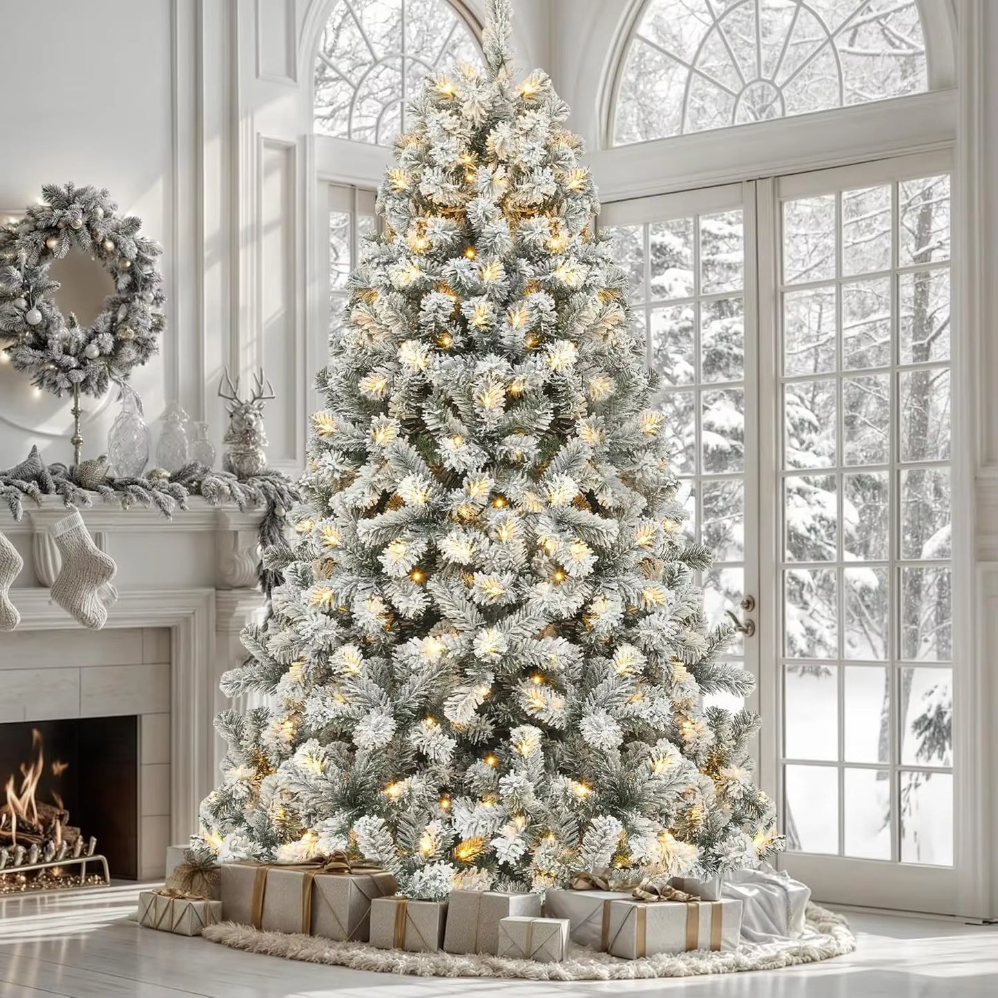 Transform your holidays with our 9-Foot Snow Flocked Prelit Christmas Tree! 🎄✨ Easy setup with a remote and stunning hinged pine design! #HolidayMagic #ChristmasTree