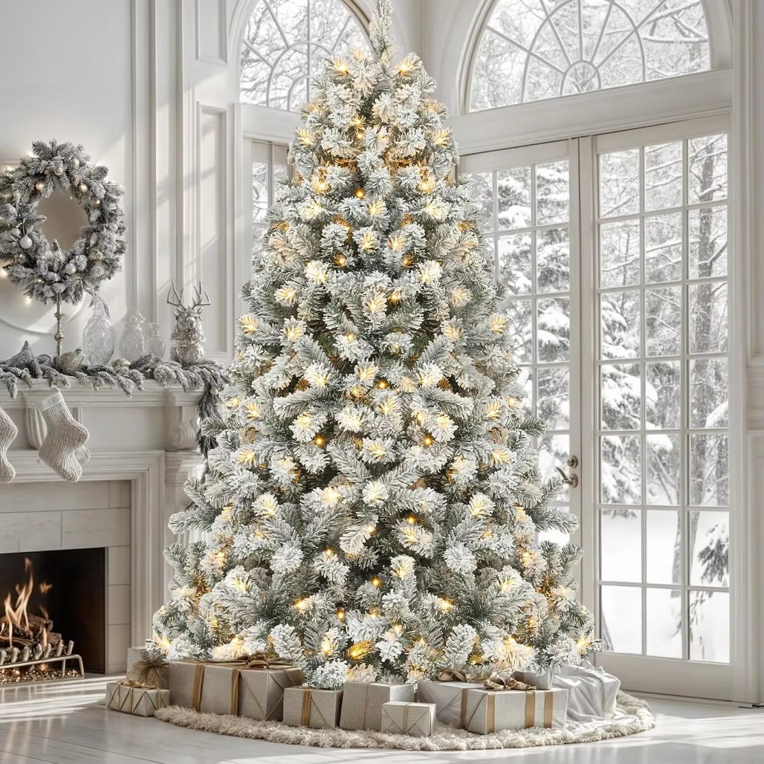 Transform your holidays with our 9-Foot Snow Flocked Prelit Christmas Tree! 🎄✨ Easy setup with a remote and stunning hinged pine design! #HolidayMagic #ChristmasTree