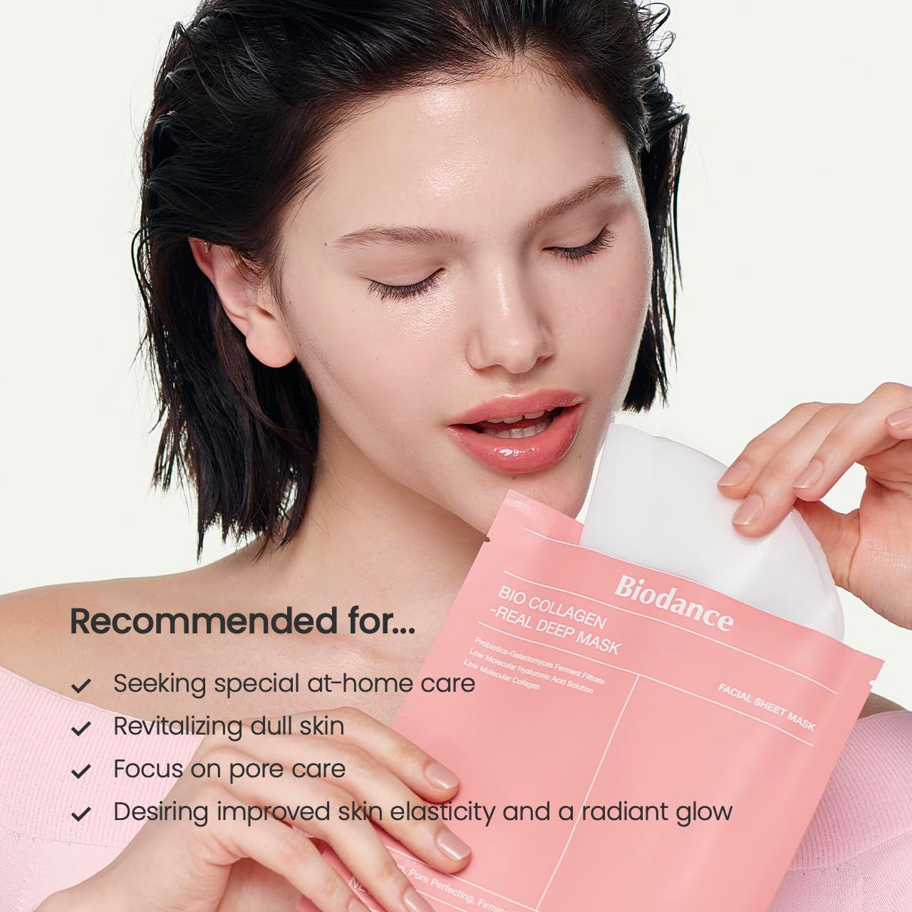 Bio-Collagen Real Deep Mask, Hydrating Overnight Hydrogel Mask, Pore Minimizing, Elasticity, Plumping Improvement, Korean Skincare, Stocking Stuffers for Teen Girls | 1.19Oz(34G) X 4Ea