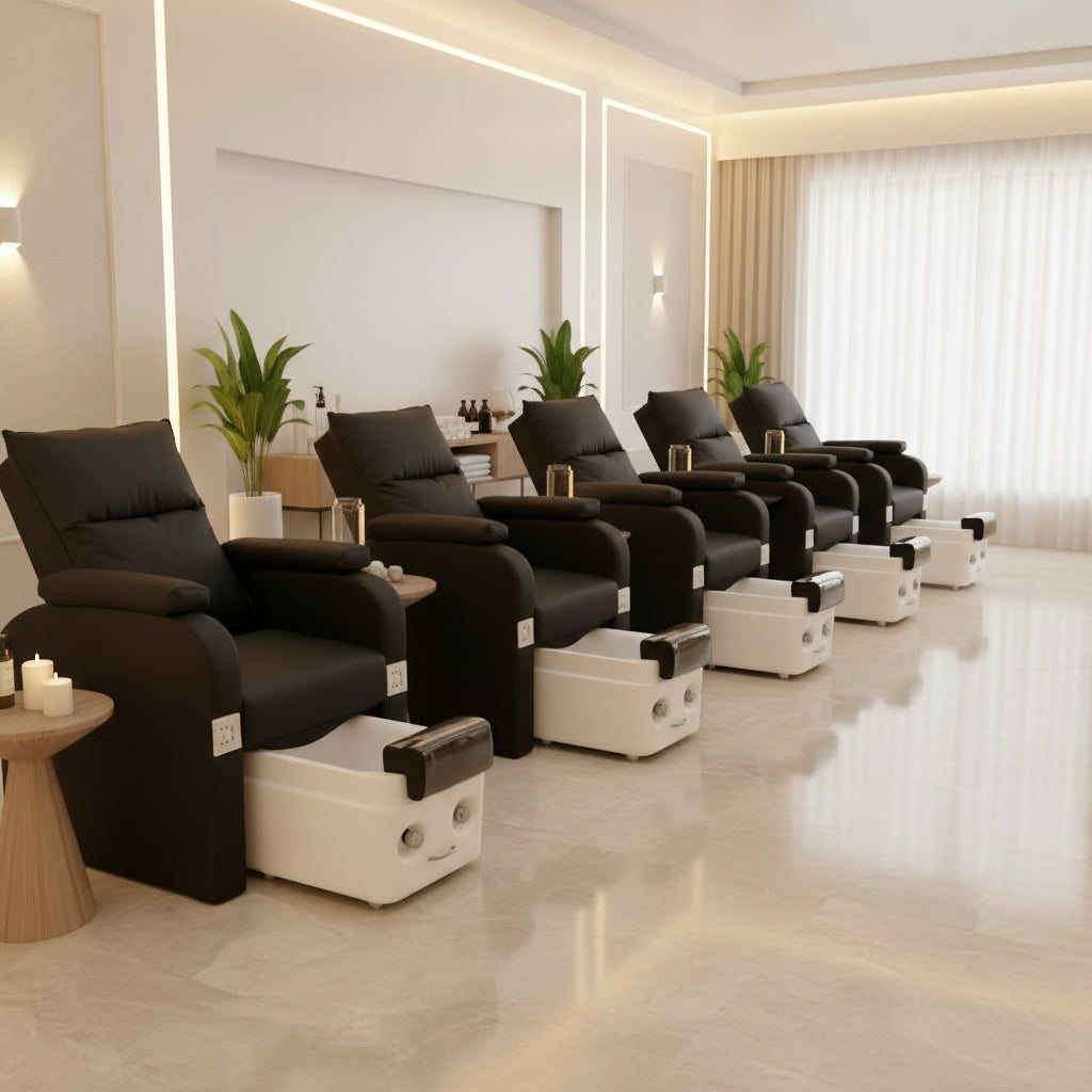 Unwind in Luxury: Electric Reclining Spa Massage Foot Bath & Pedicure Bench for Ultimate Relaxation! 💆‍♀️✨