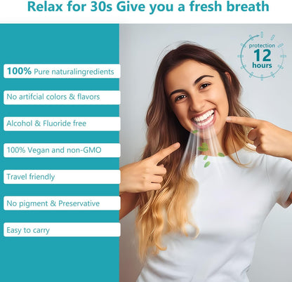 Freshen up on the go! 🌟 Travel-sized, alcohol & fluoride-free mint mouthwash strips - 30 individual packs for ultimate oral hygiene! 🦷✨ #TravelEssentials #OralCare