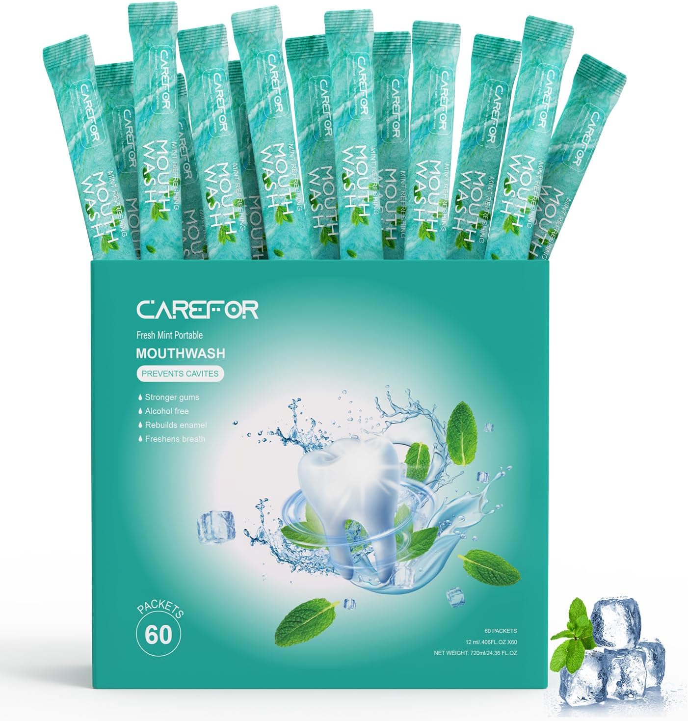 Freshen up on the go! 🌟 Travel-sized, alcohol & fluoride-free mint mouthwash strips - 30 individual packs for ultimate oral hygiene! 🦷✨ #TravelEssentials #OralCare