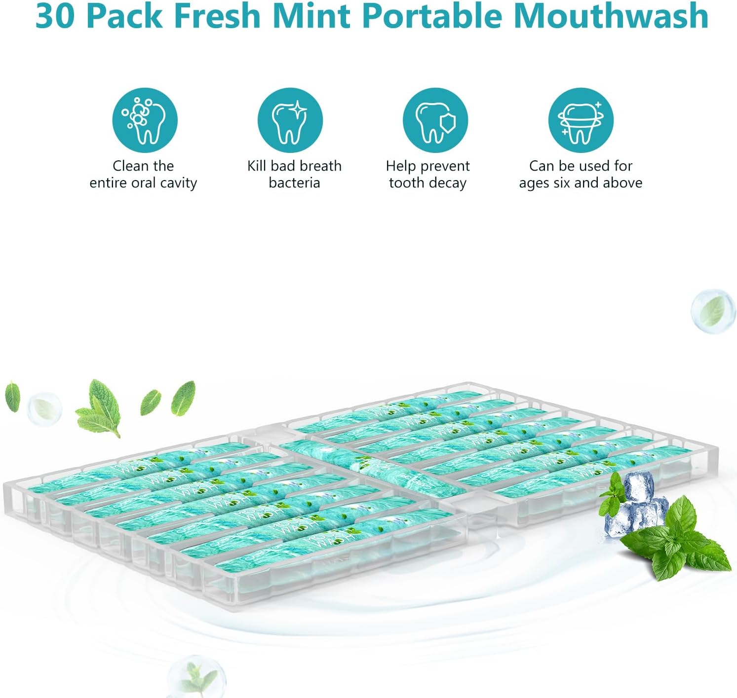 Freshen up on the go! 🌟 Travel-sized, alcohol & fluoride-free mint mouthwash strips - 30 individual packs for ultimate oral hygiene! 🦷✨ #TravelEssentials #OralCare
