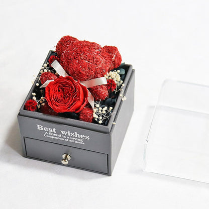 Unforgettable Eternal Flower Gift Box: Roses, Bear, Jewelry & More for Birthdays & Valentine's Day! 🌹🎁💖