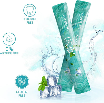Freshen up on the go! 🌟 Travel-sized, alcohol & fluoride-free mint mouthwash strips - 30 individual packs for ultimate oral hygiene! 🦷✨ #TravelEssentials #OralCare