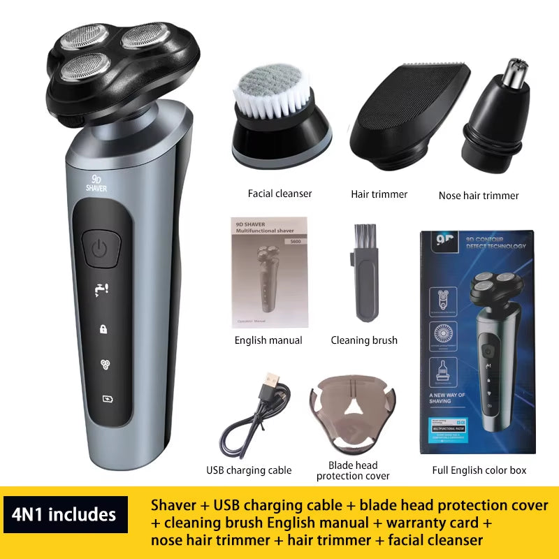Upgrade your grooming game with our waterproof electric shaver! Perfect for wet or dry use, this rechargeable rotary trimmer delivers a smooth shave every time. #GroomingEssentials #ElectricShaver