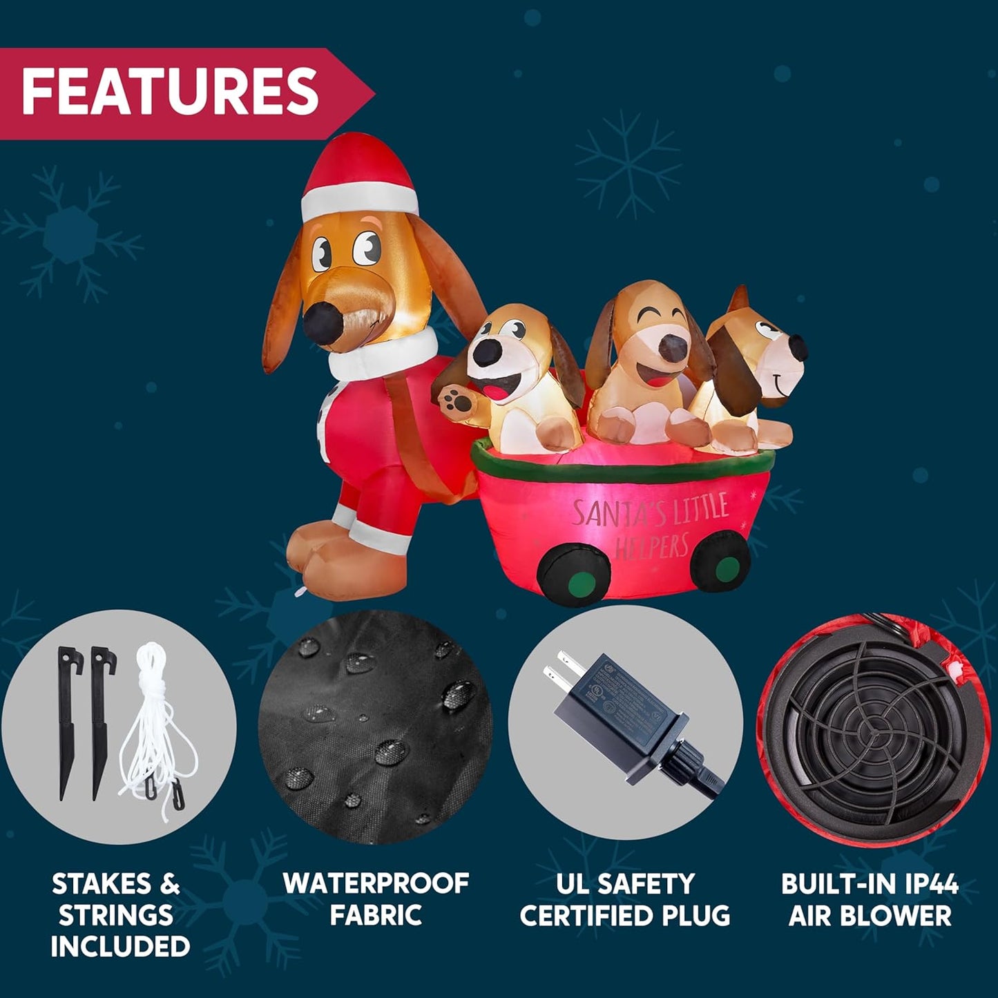 Get into the holiday spirit with our adorable 5 FT Christmas Puppy Inflatable! 🎄🐶 Perfect for your yard or indoor decor, this self-inflating cutie lights up with built-in LEDs!✨ #ChristmasDecor #InflatablePuppy #HolidayVibes