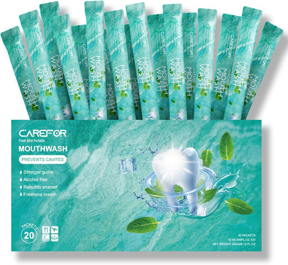 Freshen up on the go! 🌟 Travel-sized, alcohol & fluoride-free mint mouthwash strips - 30 individual packs for ultimate oral hygiene! 🦷✨ #TravelEssentials #OralCare