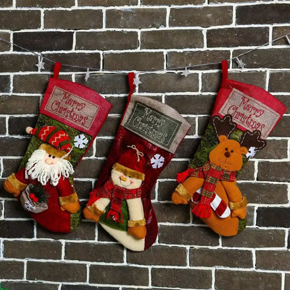 Get Festive with Our Classic Large Christmas Stockings Featuring Santa, Snowman, and Reindeer! Perfect for Family Holiday Cheer! 🎄✨