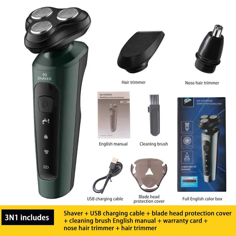 Upgrade your grooming game with our waterproof electric shaver! Perfect for wet or dry use, this rechargeable rotary trimmer delivers a smooth shave every time. #GroomingEssentials #ElectricShaver
