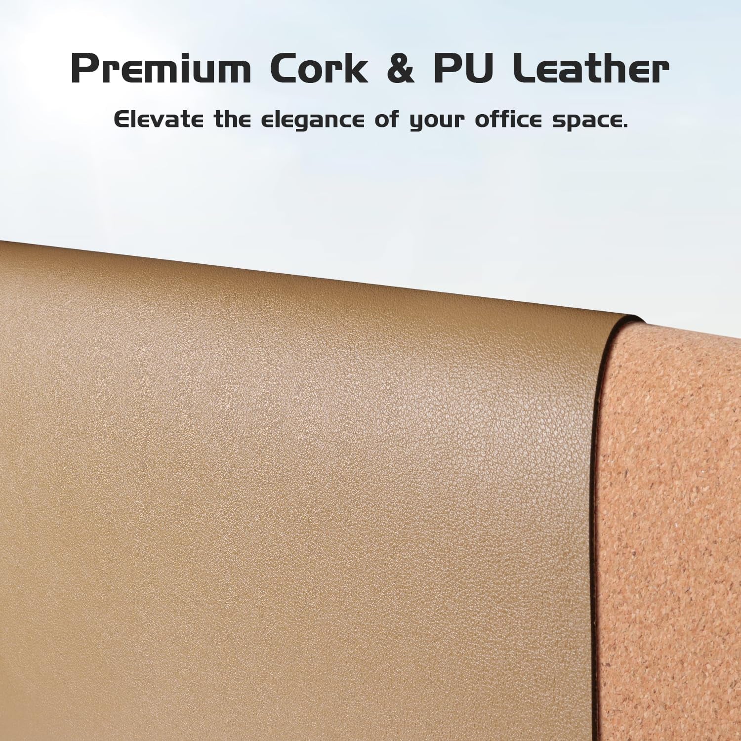 Aothia Dual-Sided Desk Pad - Leather Desk Mat, Natural Cork Desk Pad Protector, Large Mouse Pad for Desk, Waterproof Desk Blotter Pad, Desk Writing Pad for Office Work/Home, Apricot(25.6"X13.7")