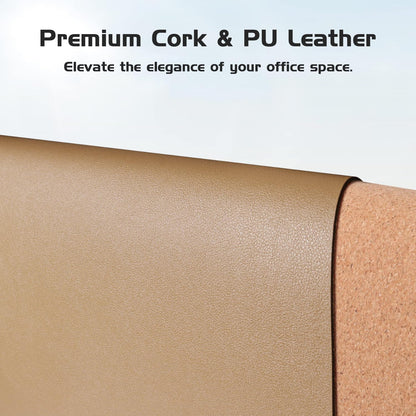 Aothia Dual-Sided Desk Pad - Leather Desk Mat, Natural Cork Desk Pad Protector, Large Mouse Pad for Desk, Waterproof Desk Blotter Pad, Desk Writing Pad for Office Work/Home, Apricot(25.6"X13.7")