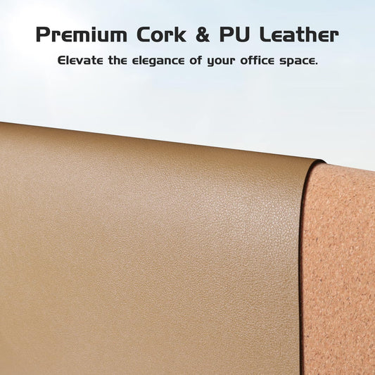Aothia Dual-Sided Desk Pad - Leather Desk Mat, Natural Cork Desk Pad Protector, Large Mouse Pad for Desk, Waterproof Desk Blotter Pad, Desk Writing Pad for Office Work/Home, Apricot(25.6"X13.7")