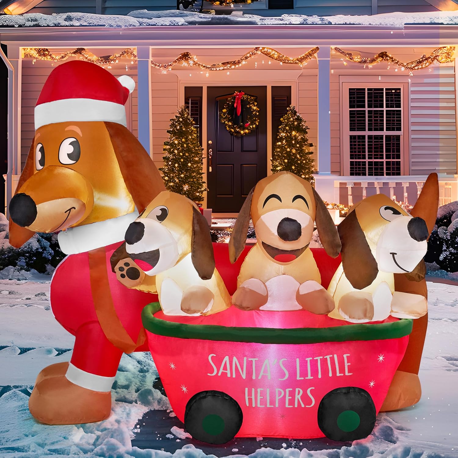 Get into the holiday spirit with our adorable 5 FT Christmas Puppy Inflatable! 🎄🐶 Perfect for your yard or indoor decor, this self-inflating cutie lights up with built-in LEDs!✨ #ChristmasDecor #InflatablePuppy #HolidayVibes