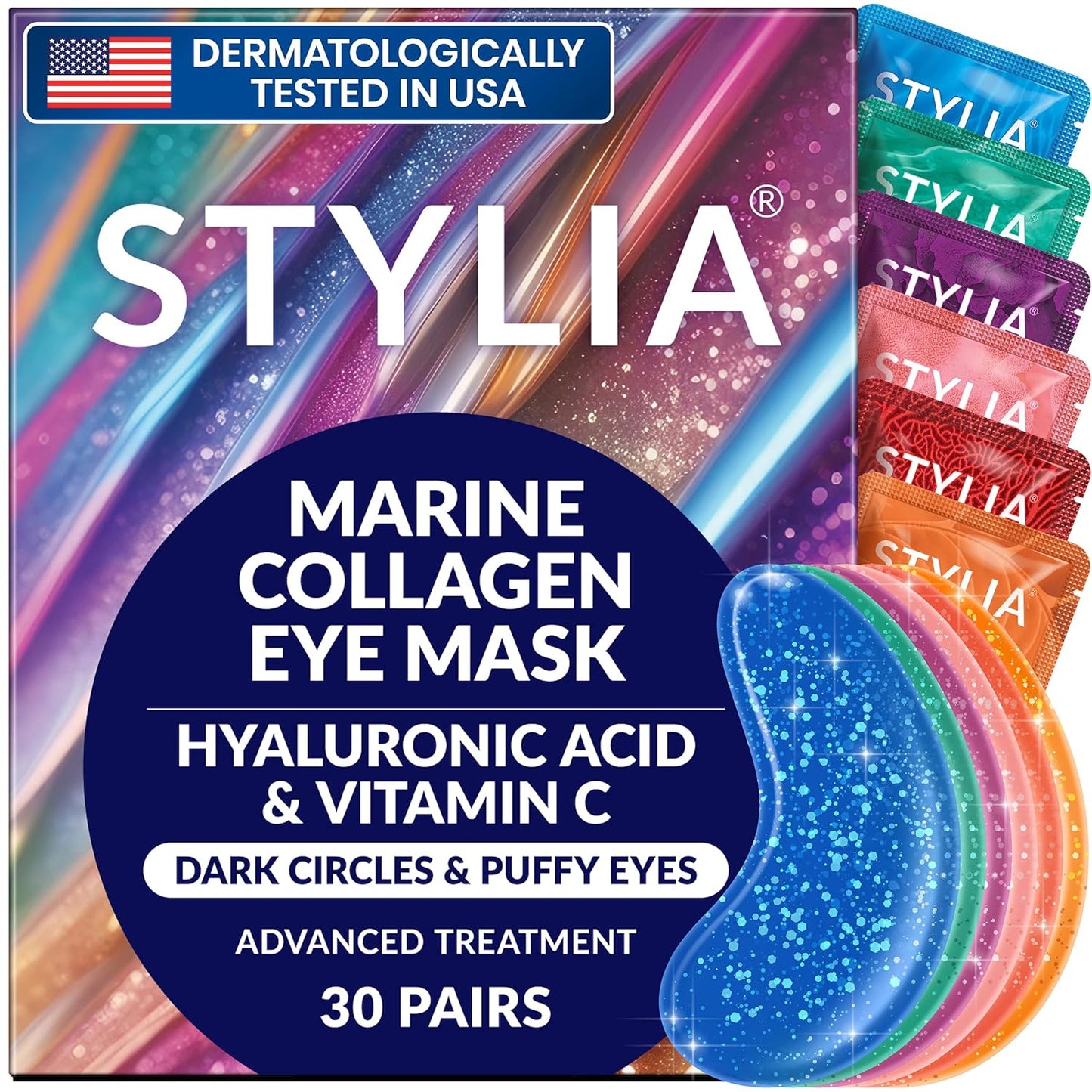 Revitalize Your Eyes! 🌟 Try Stylia's Vegan Collagen & Vitamin C Under Eye Patches for Dark Circles & Puffiness - 30 Pairs of Hydrating Magic! 💧✨ #SkincareGoals #CrueltyFree