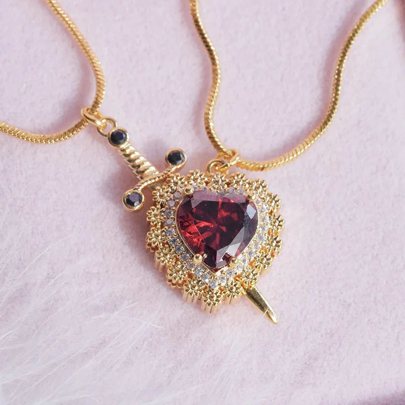 Slay the Style Game with Our Gothic Punk Heart Dagger Necklace! 💖🗡️ Perfect for Couples & Besties! #FashionJewelry #GothicStyle
