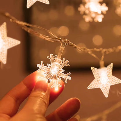 Sparkling 1-10M Christmas Snowflake & Moon Star String Lights for Your Festive Decor! Perfect for Parties, Trees, and Gardens!