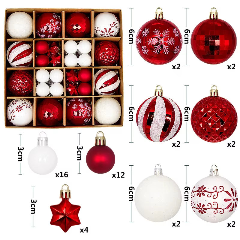 Get Festive with 44Pcs 6CM Christmas Ball Ornaments for Your Tree! Perfect for Home Decor & New Year Celebrations! 🎄✨ #ChristmasDecor #PartySupplies