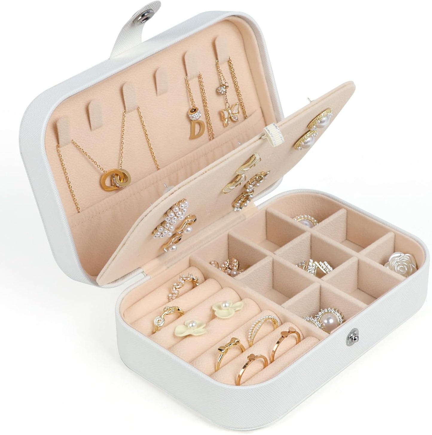 Travel Jewelry Box, Small Jewelry Organizer Boxes for Women Girls, 2 Layer Travel Jewlery Case, PU Leather Mini Portable Jewerly Storage Display Holder for Earrings, Ring, Necklaces, Bracelets Black 1