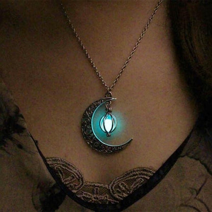 Shine Bright with Our Fashion Moon Luminous Healing Necklace - Perfect Gift for Her! 🌙✨💖