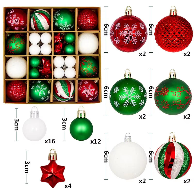 Get Festive with 44Pcs 6CM Christmas Ball Ornaments for Your Tree! Perfect for Home Decor & New Year Celebrations! 🎄✨ #ChristmasDecor #PartySupplies