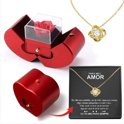 Surprise Her with a Stunning Red Apple Jewelry Box! Perfect for Mother's Day, Valentine's Day, or Christmas - Featuring an Eternal Rose and Beautiful Necklace! 🌹✨💖