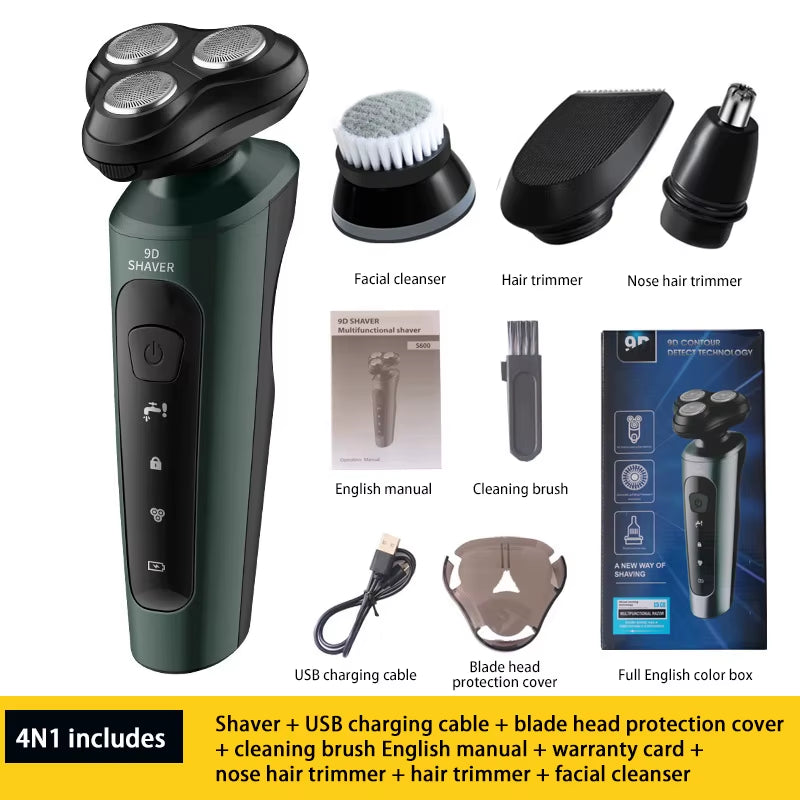 Upgrade your grooming game with our waterproof electric shaver! Perfect for wet or dry use, this rechargeable rotary trimmer delivers a smooth shave every time. #GroomingEssentials #ElectricShaver