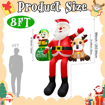 Get into the holiday spirit with our 8FT Inflatable Santa, Elves & Reindeer! Perfect for your garden party! 🎄🎉