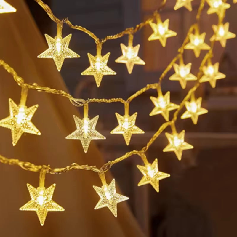 Sparkling 1-10M Christmas Snowflake & Moon Star String Lights for Your Festive Decor! Perfect for Parties, Trees, and Gardens!