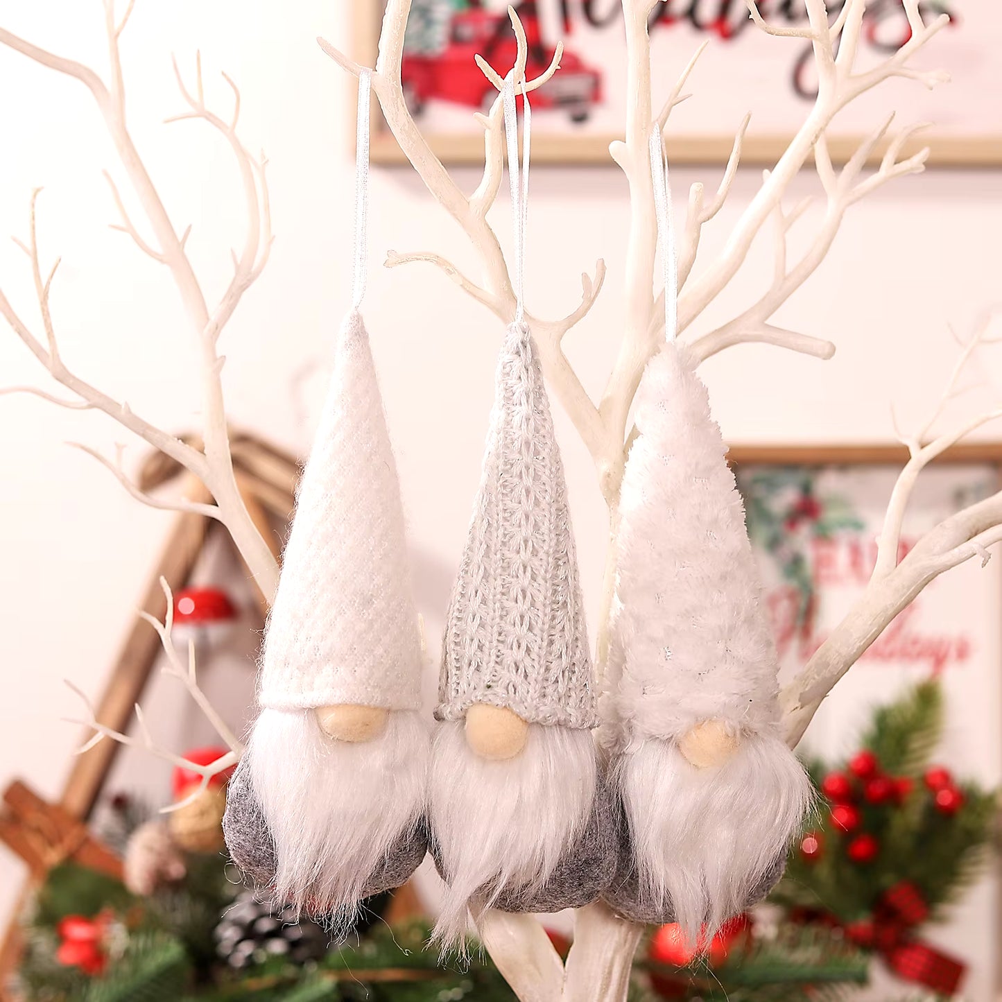 Adorable 3Pc Faceless Gnome Dolls with Knitted Hats - Perfect Xmas & New Year Home Decor! 🎄✨ #HolidayVibes #GnomeLove